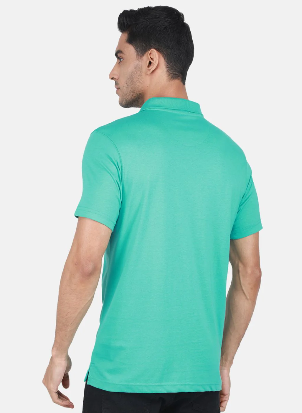 Men Turquoise Blue Solid T-Shirt - Image 3