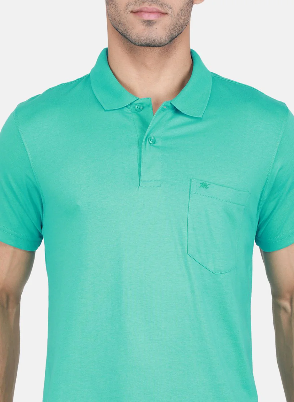 Men Turquoise Blue Solid T-Shirt - Image 5