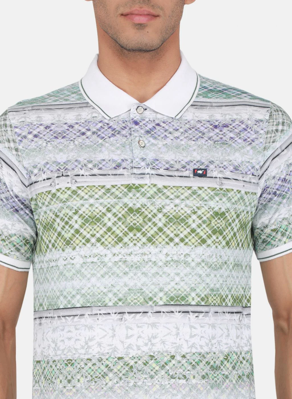 Men White & Blue Printed T-Shirt - Image 5