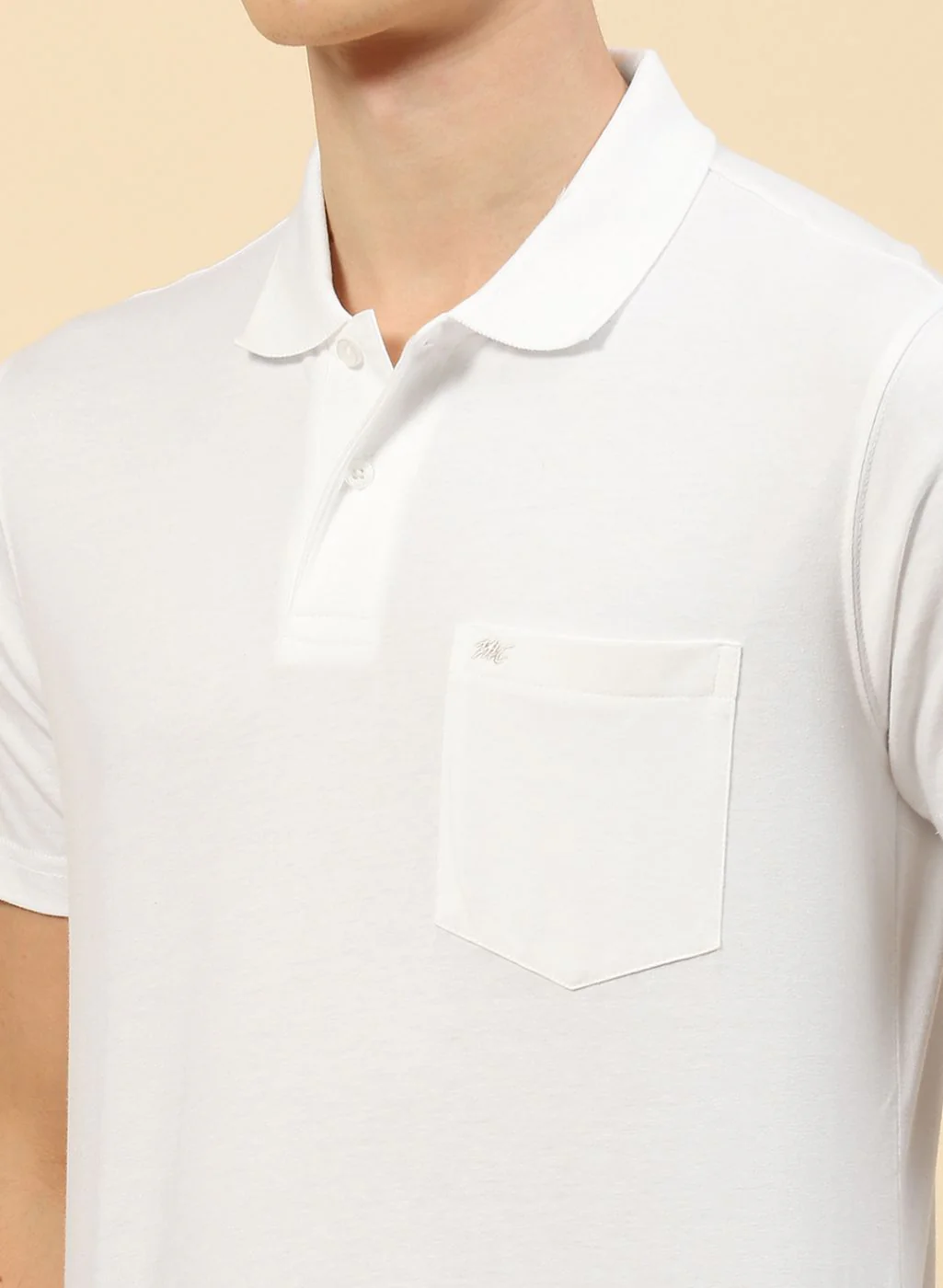 Men White Plain T-Shirt - Image 6
