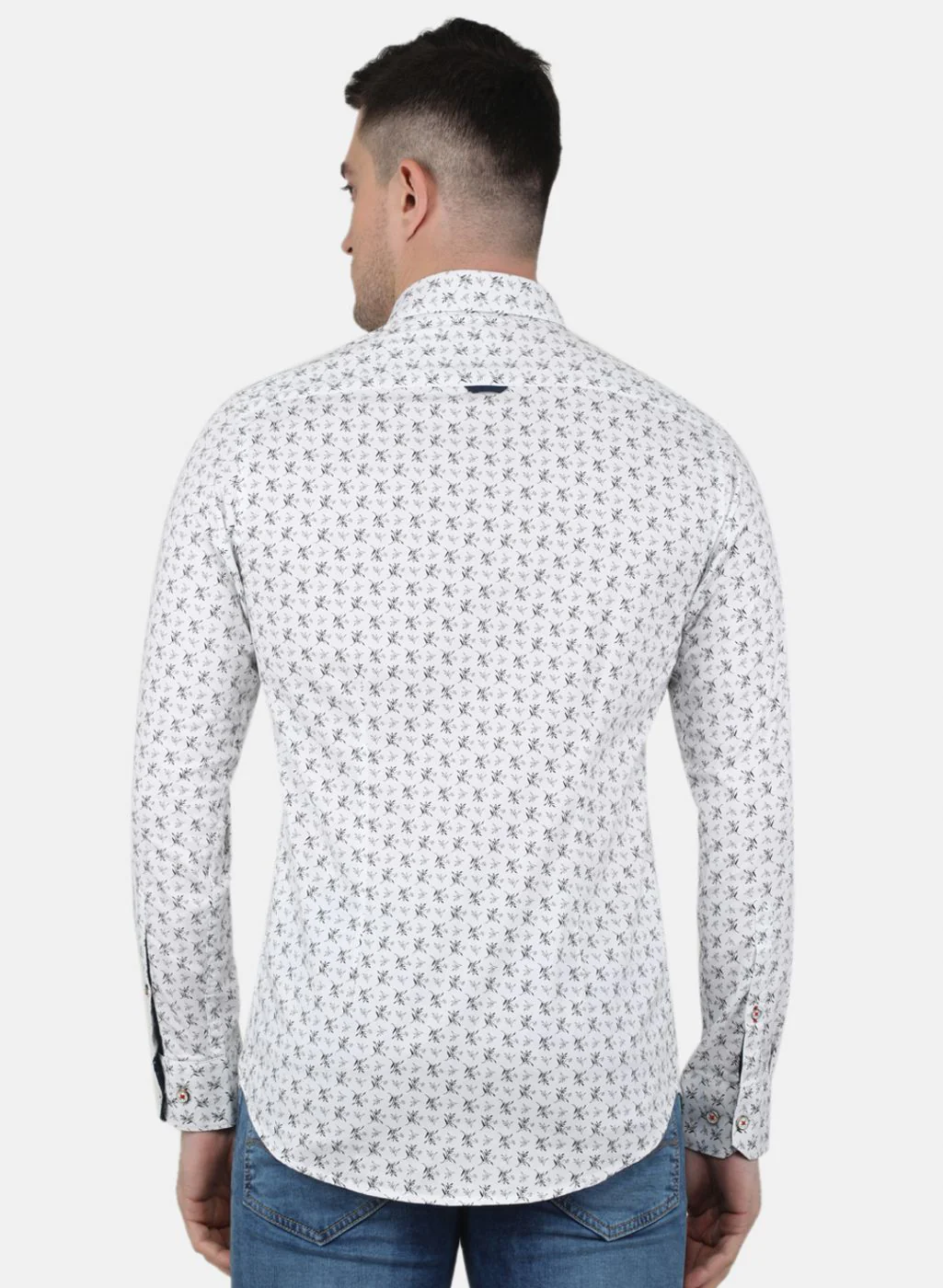 Men White Printed Full Sleeve Shirt - Image 3