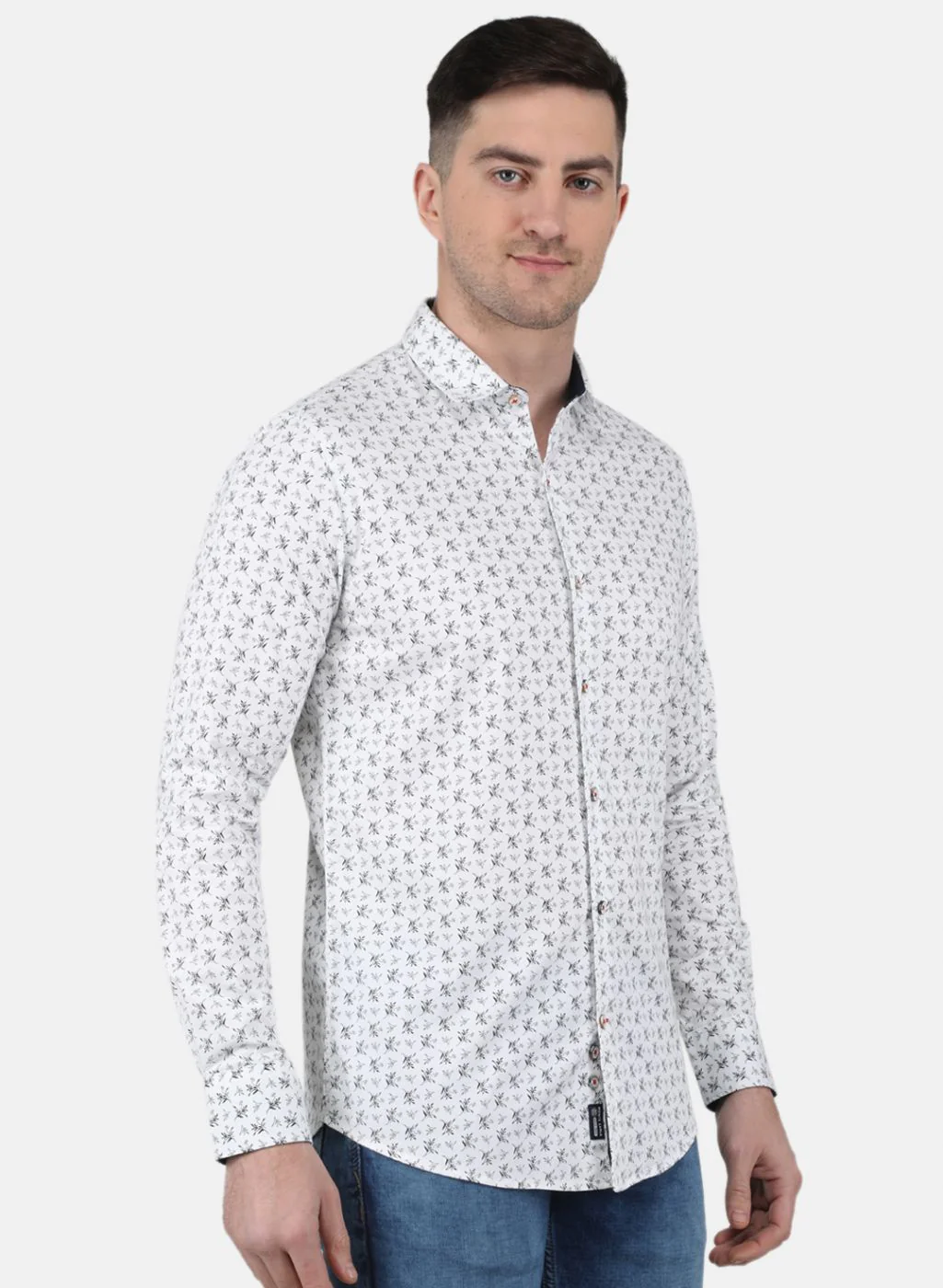 Men White Printed Full Sleeve Shirt - Image 6