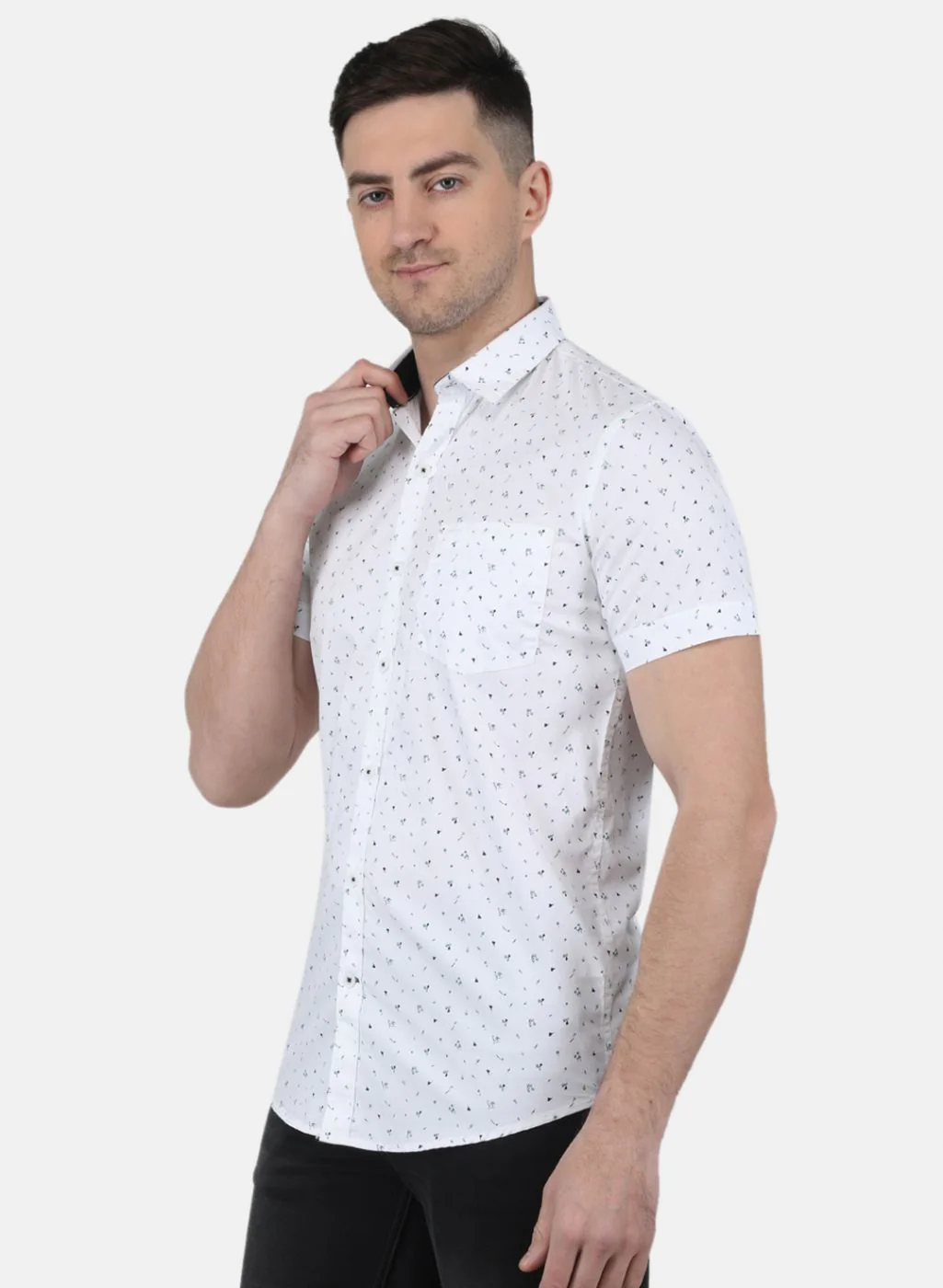Men White Printed Shirt - Image 2