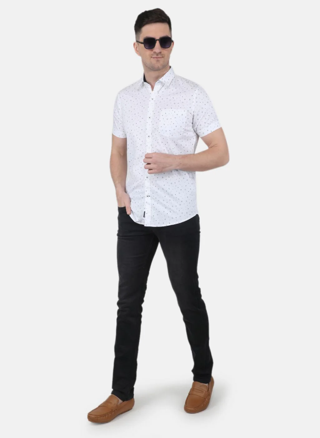 Men White Printed Shirt - Image 4