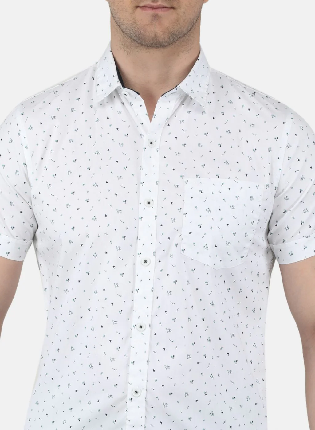 Men White Printed Shirt - Image 5