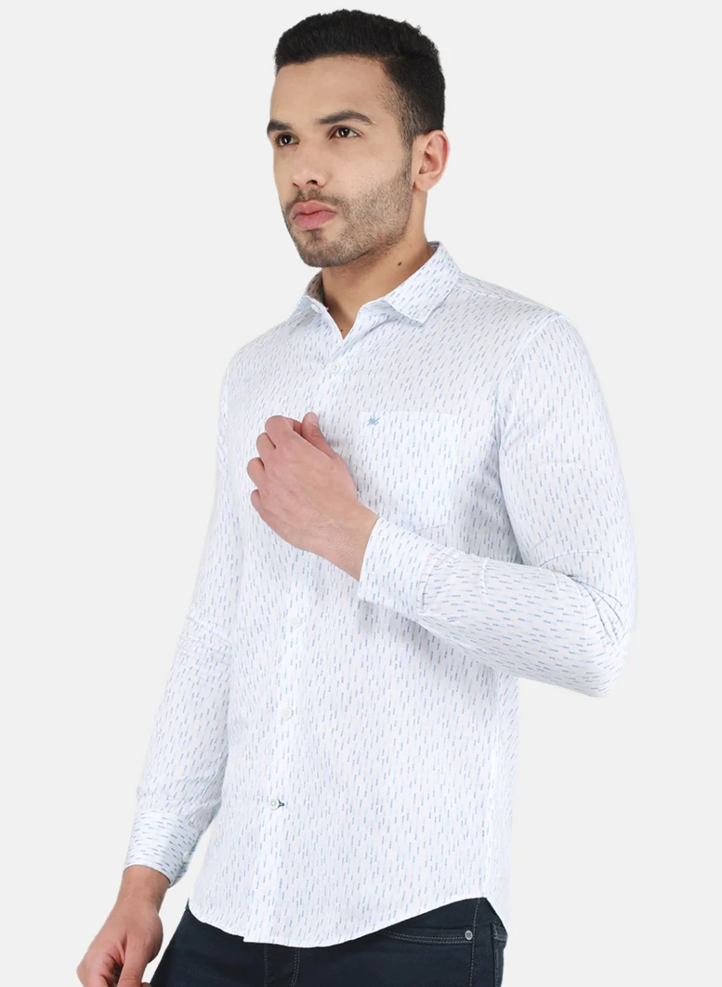 Men White Printed Shirt - Image 2