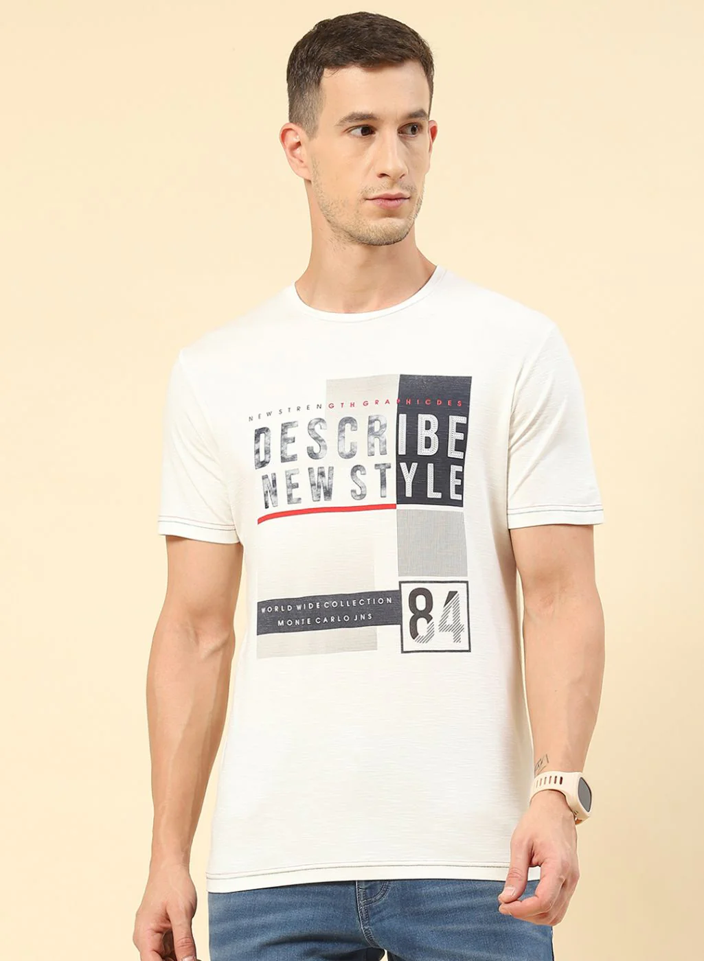 Men White Printed T-Shirt - Image 2