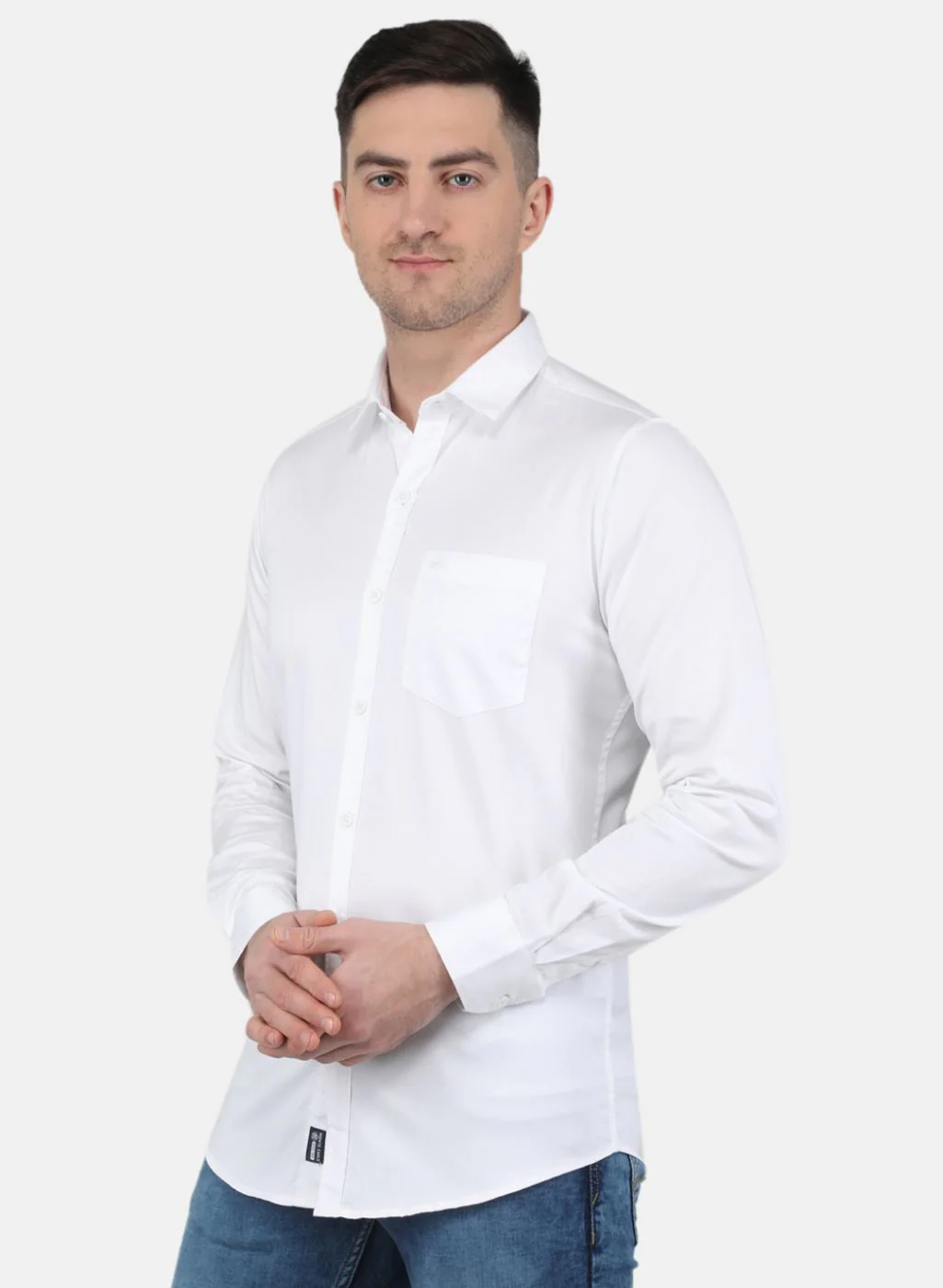 Men White Solid Shirt - Image 2