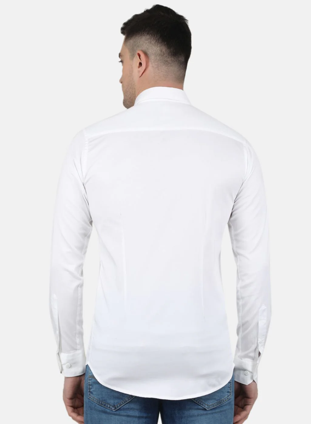 Men White Solid Shirt - Image 3