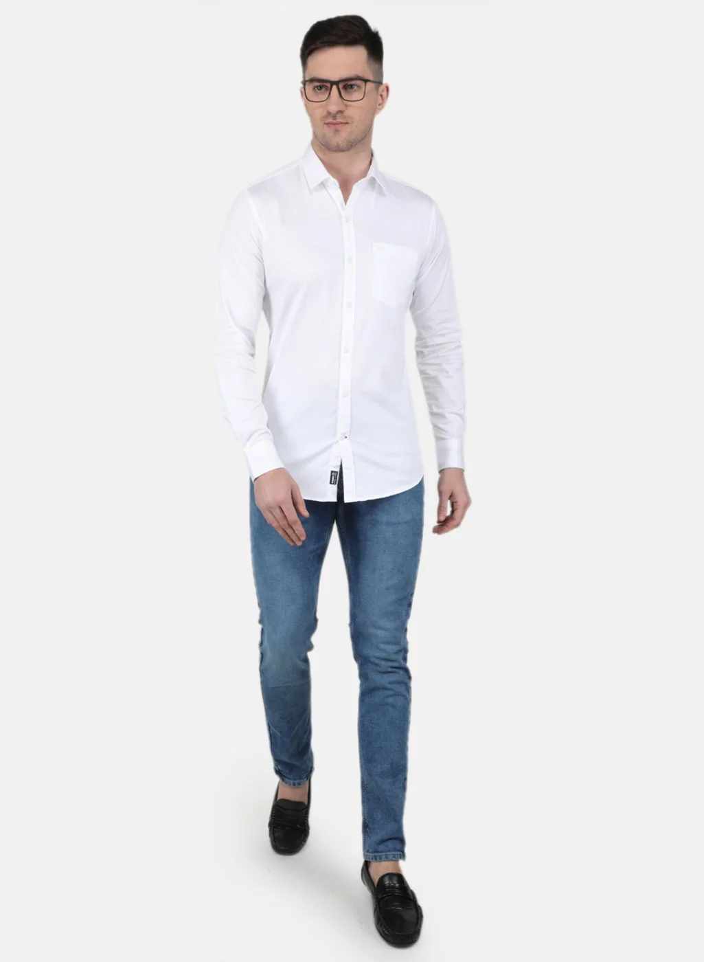 Men White Solid Shirt - Image 4
