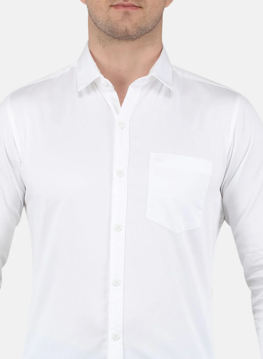 Men White Solid Shirt - Image 5