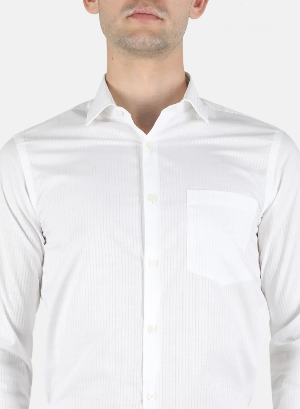 Men White Stripe Shirt - Image 5