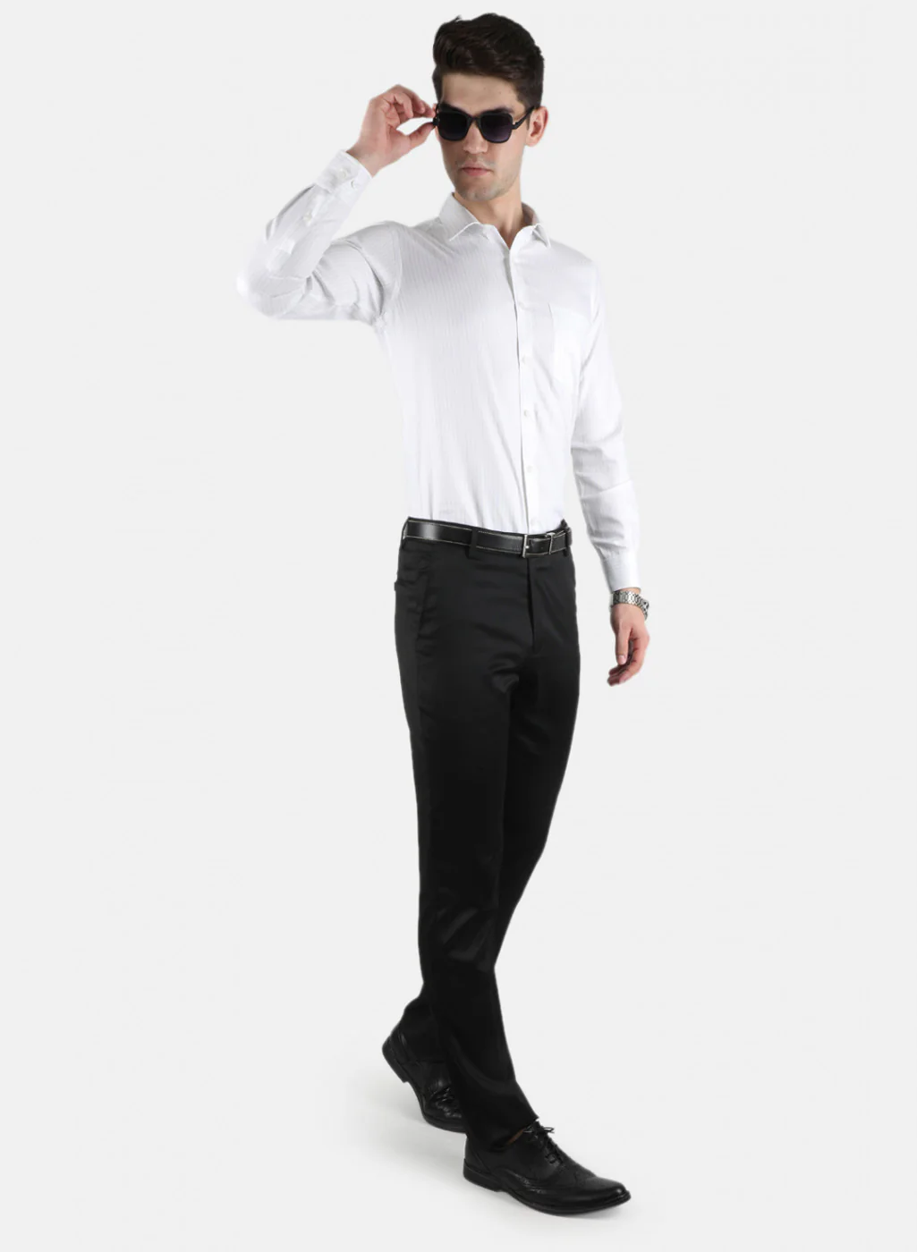 Men White Stripe Shirt - Image 4