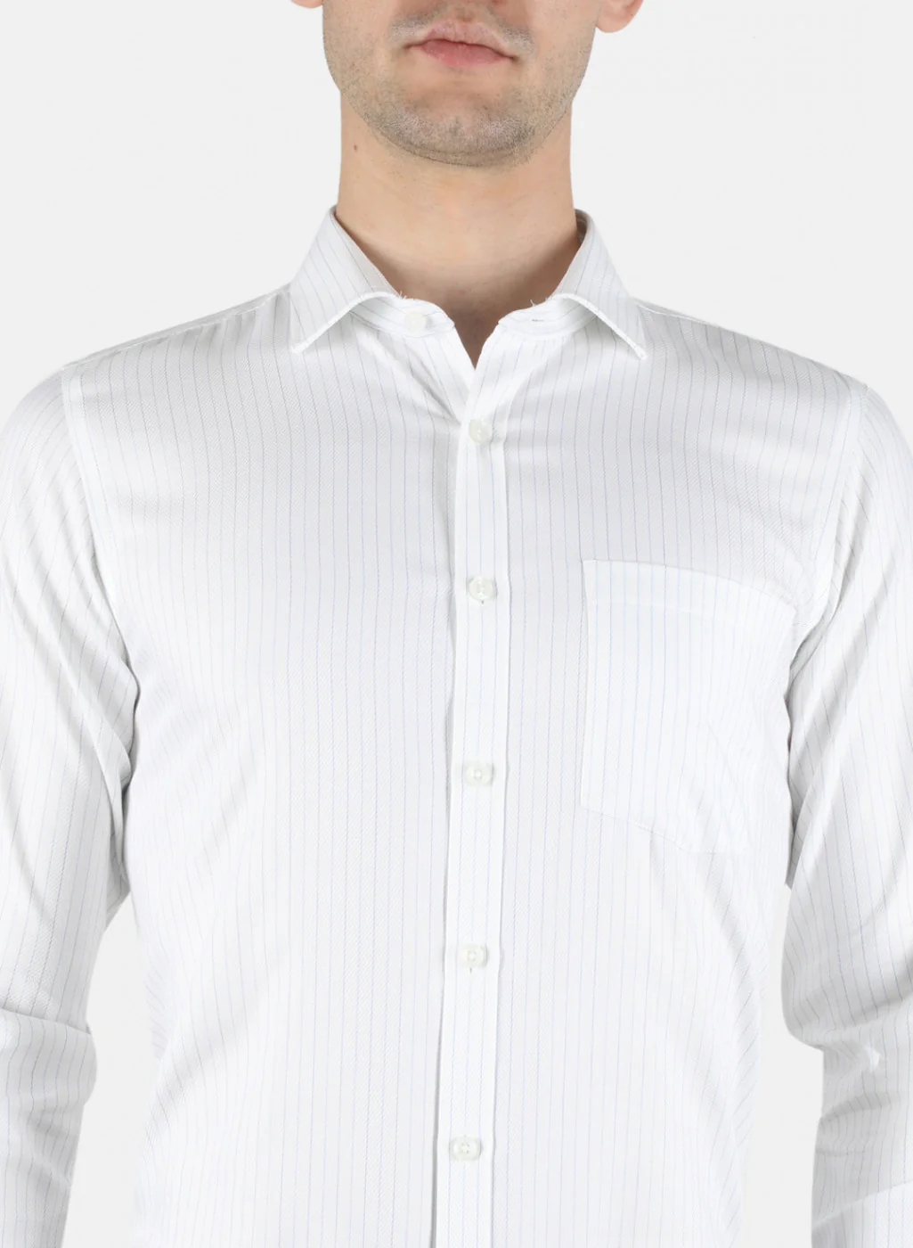 Men White Stripe Shirt - Image 5