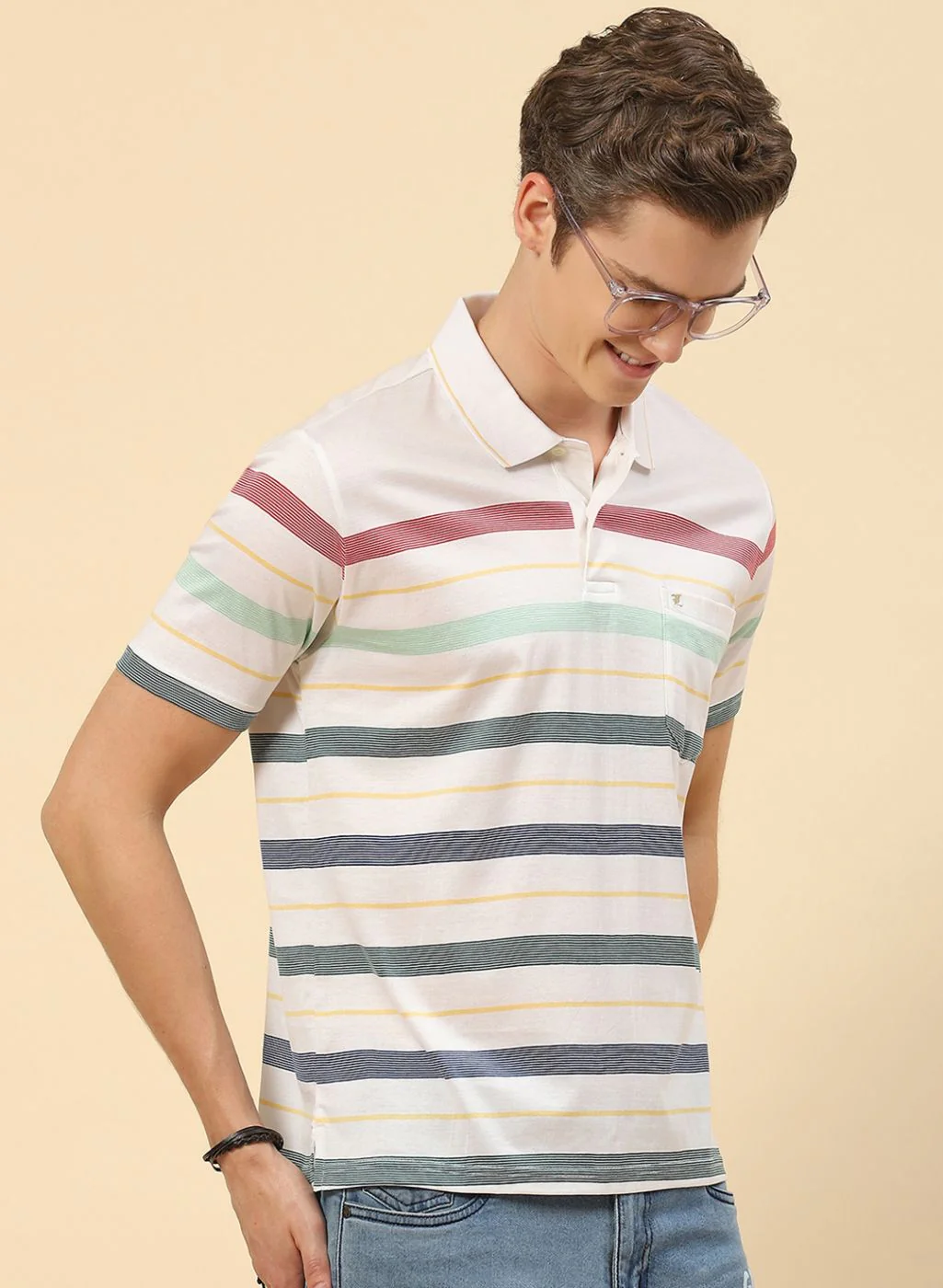 Men White Stripe Shirt - Image 3