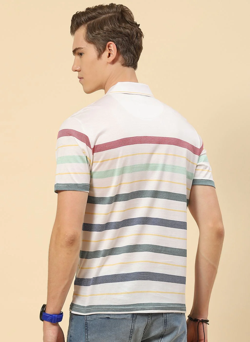 Men White Stripe Shirt - Image 4