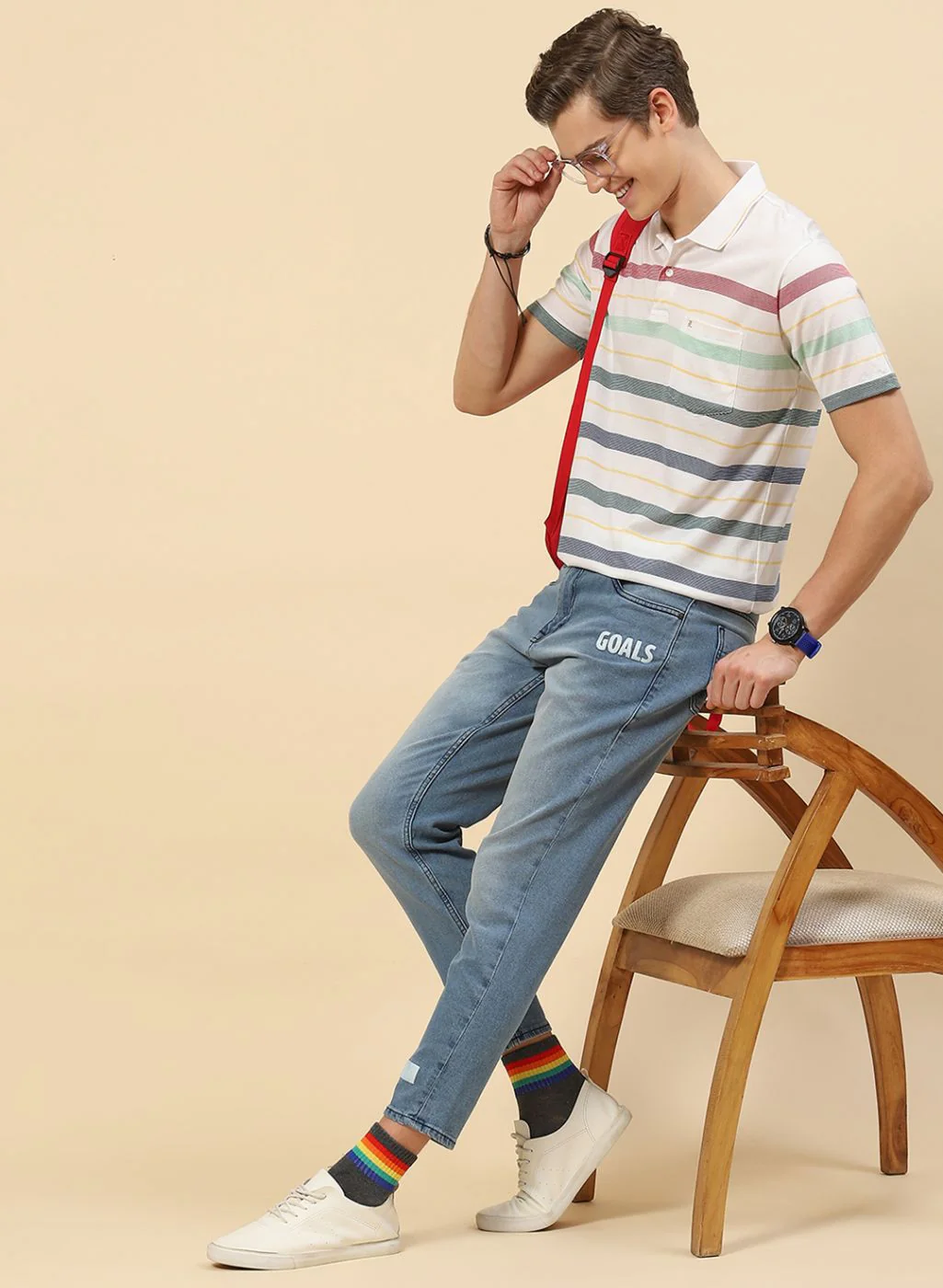 Men White Stripe Shirt - Image 5