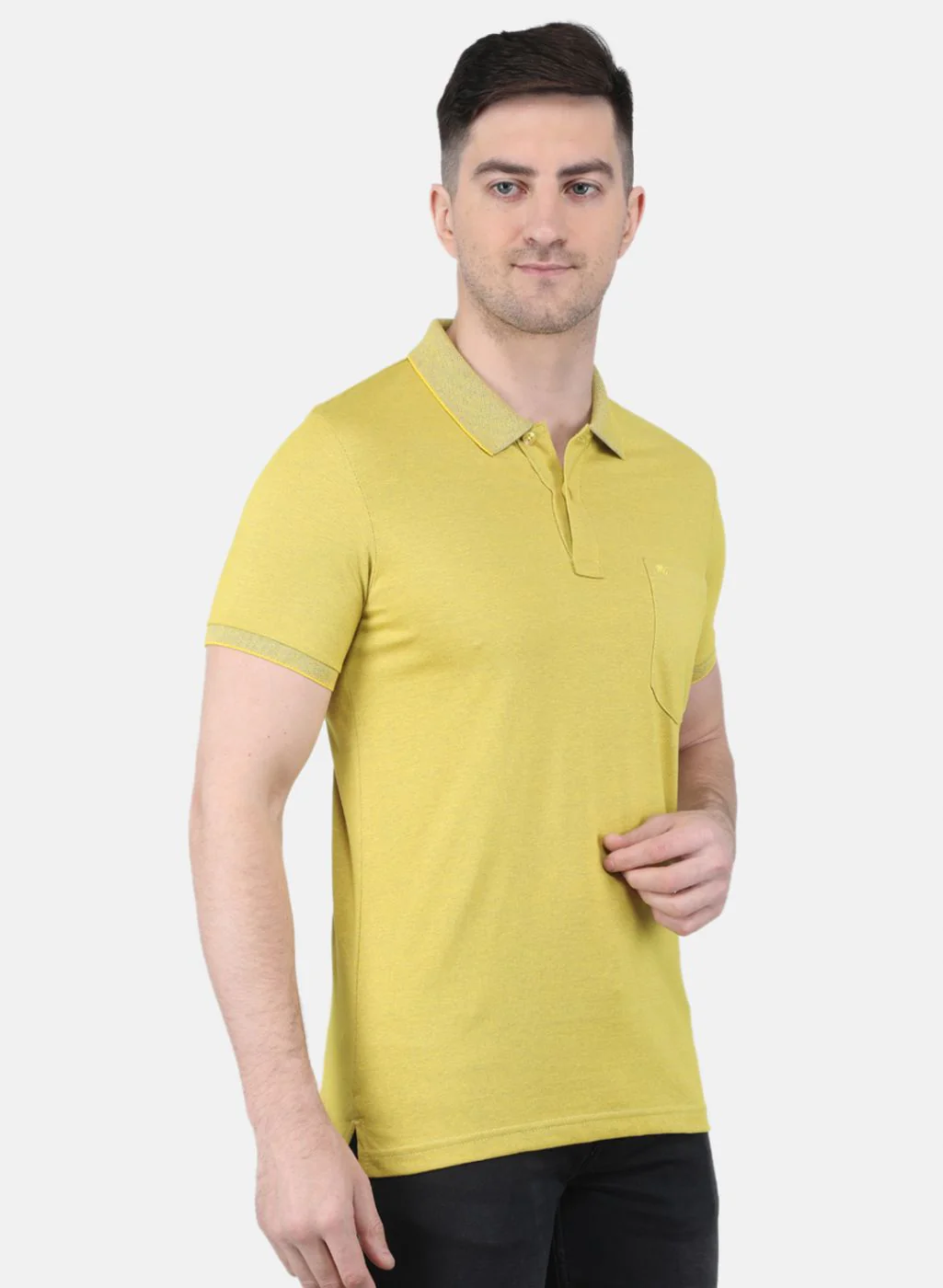 Men Yelllow Solid T-Shirt - Image 6