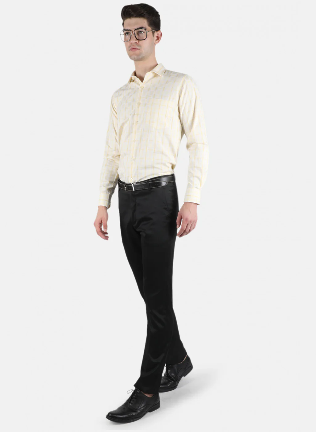 Men Yellow Check Shirt - Image 4