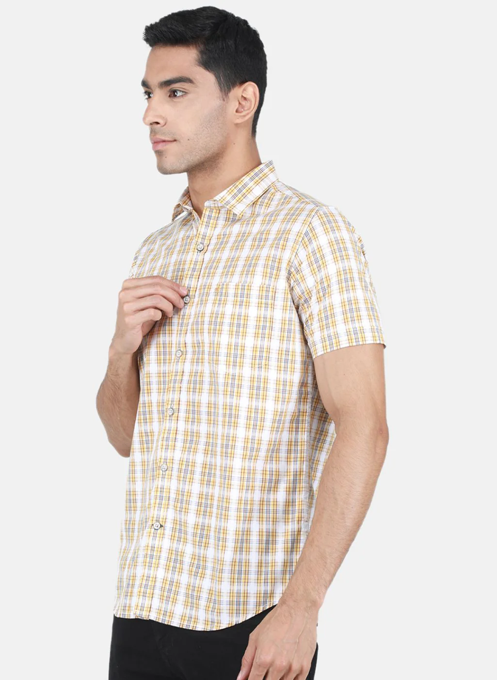Men Yellow Check Shirt - Image 2