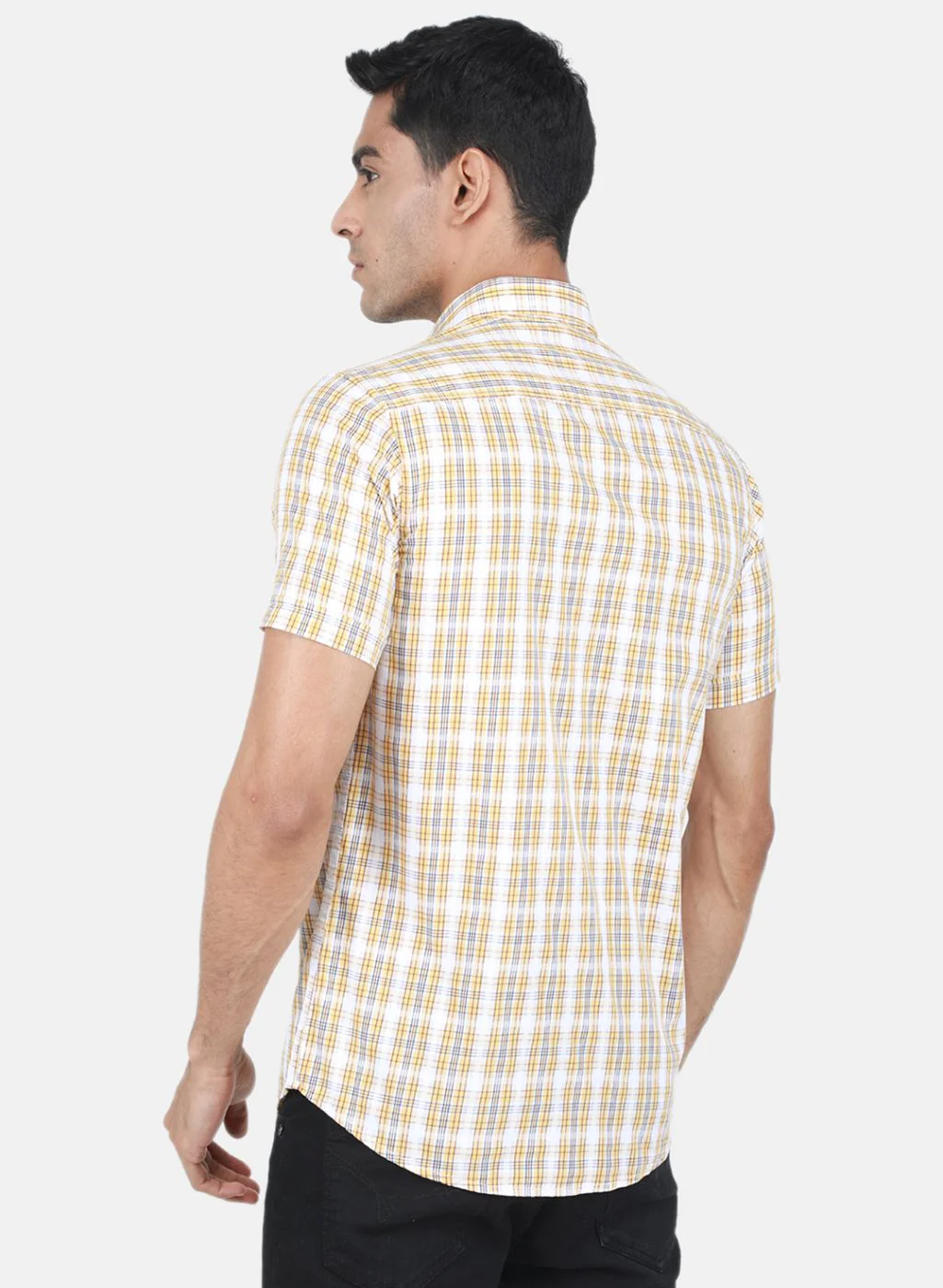 Men Yellow Check Shirt - Image 3