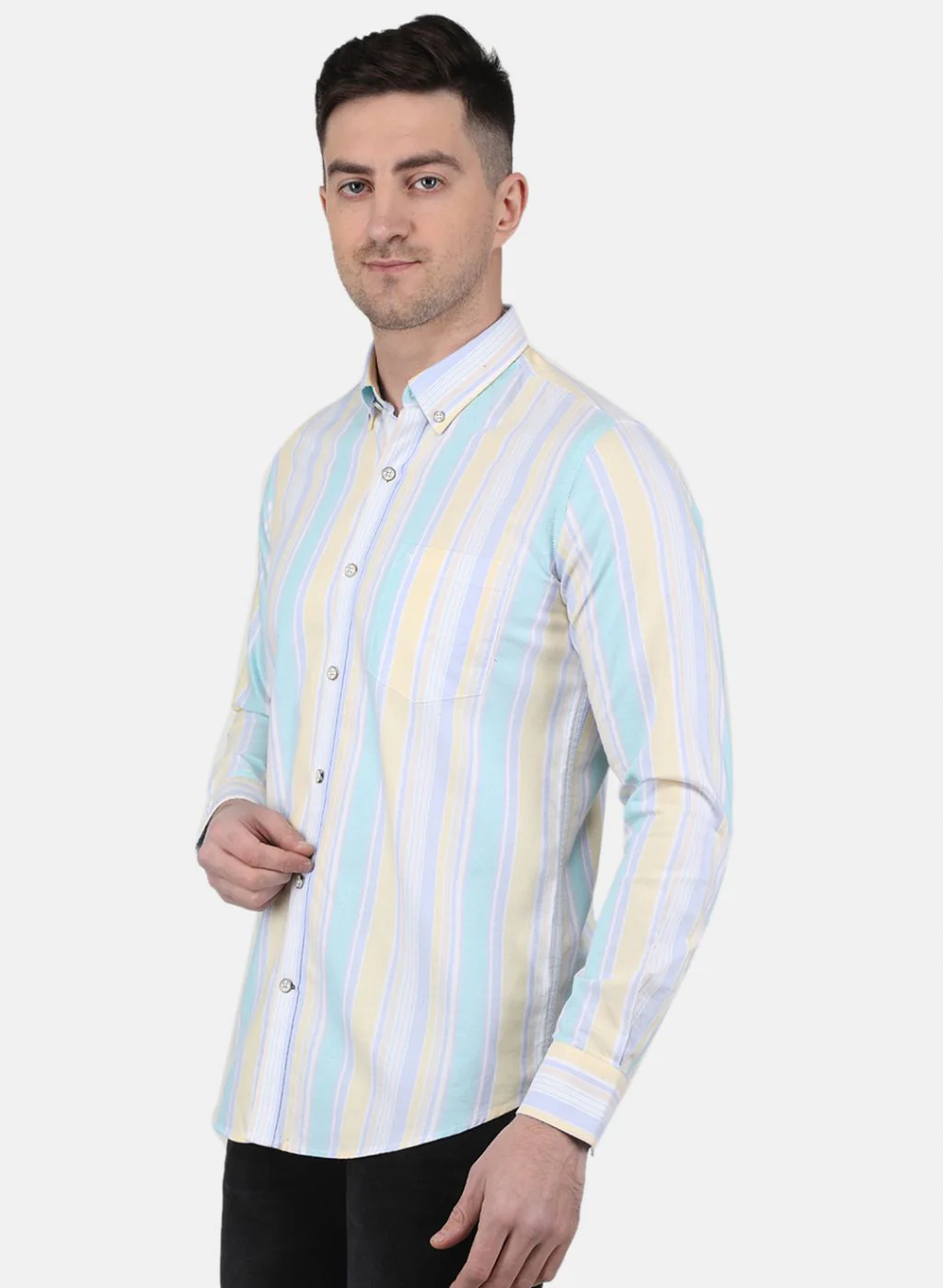 Men Yellow Printed Shirt - Image 2