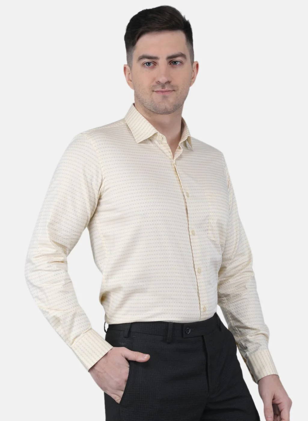 Men Yellow Printed Shirt - Image 6