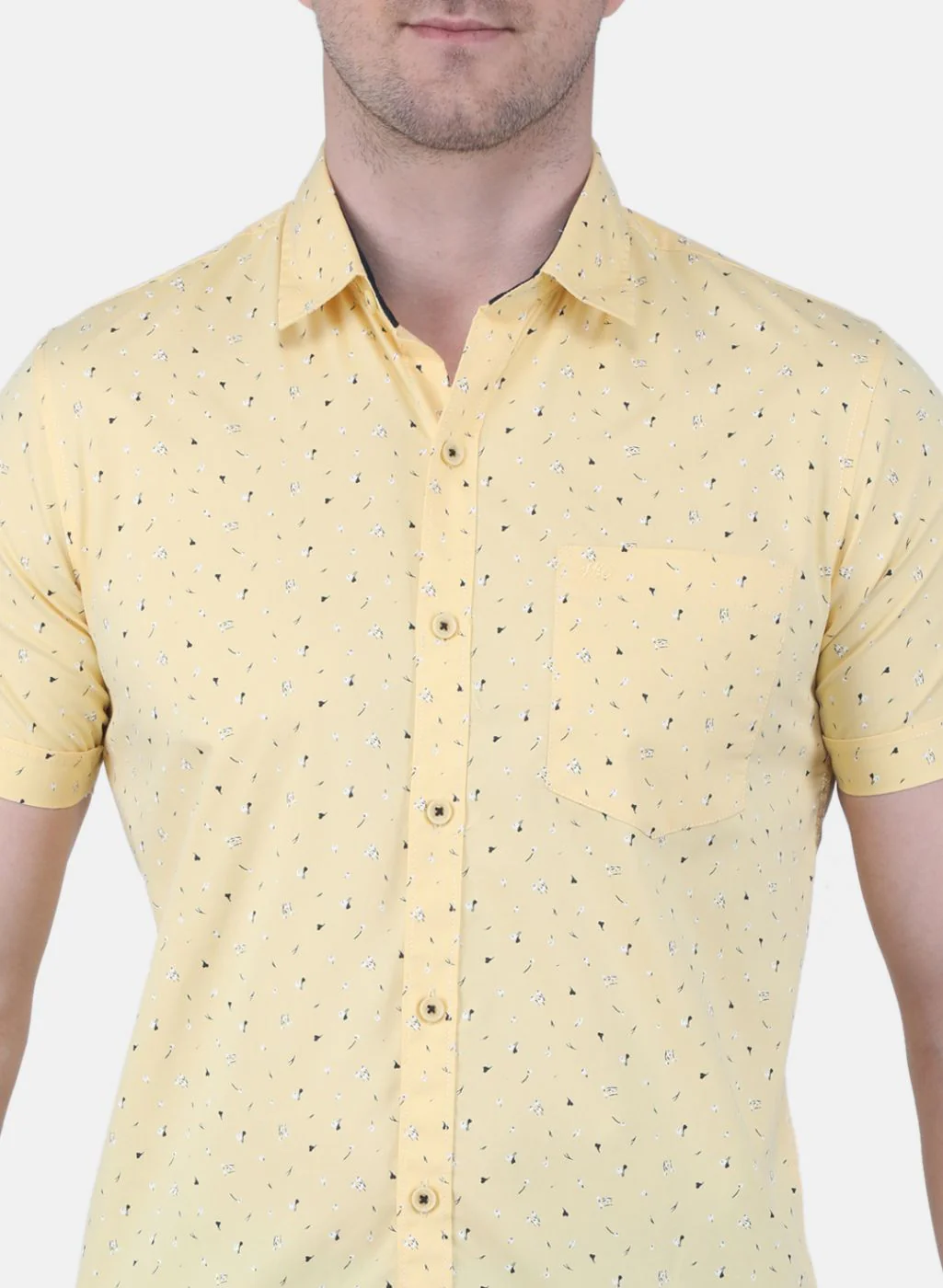 Men Yellow Printed Shirt - Image 5
