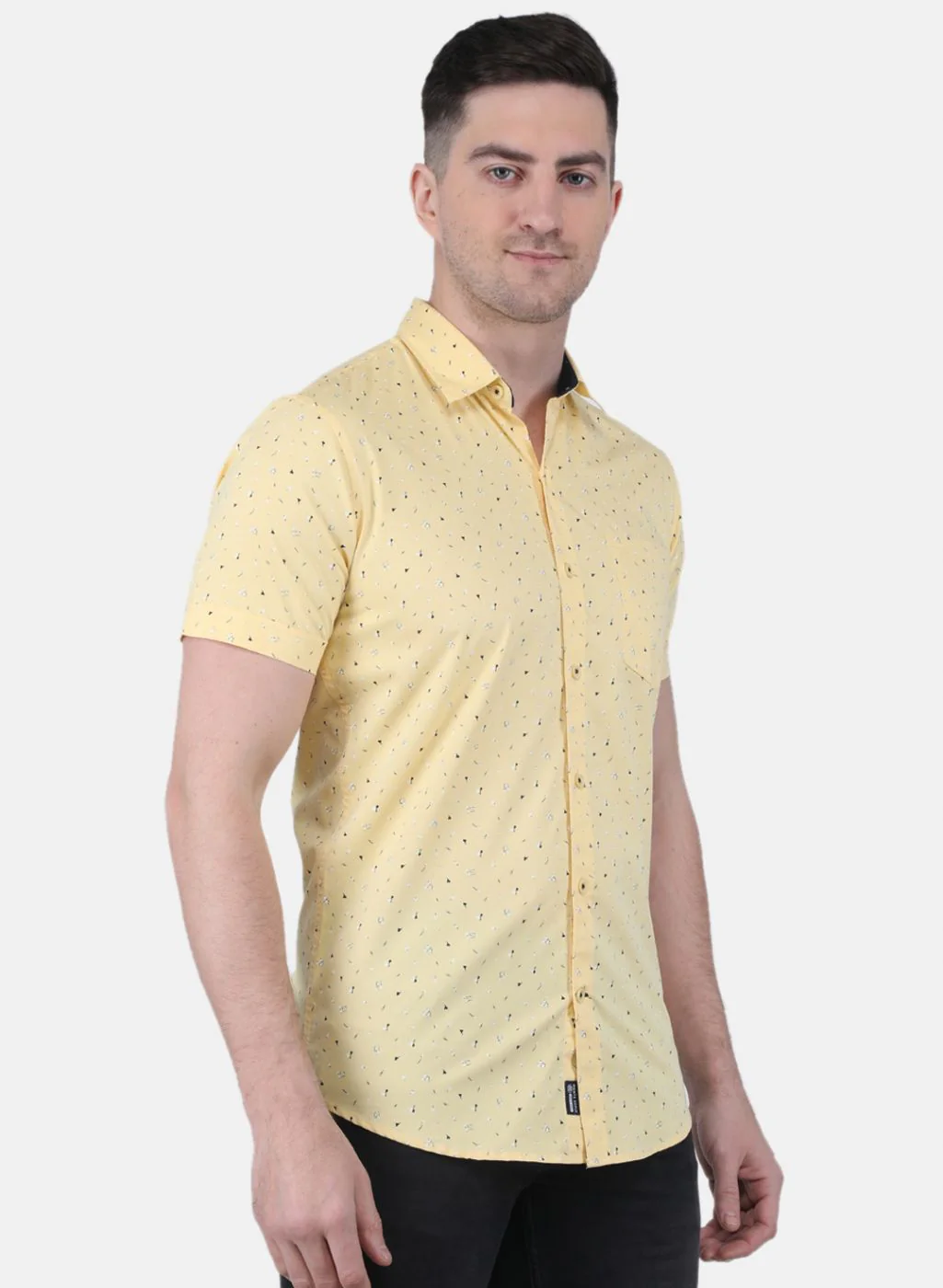 Men Yellow Printed Shirt - Image 6