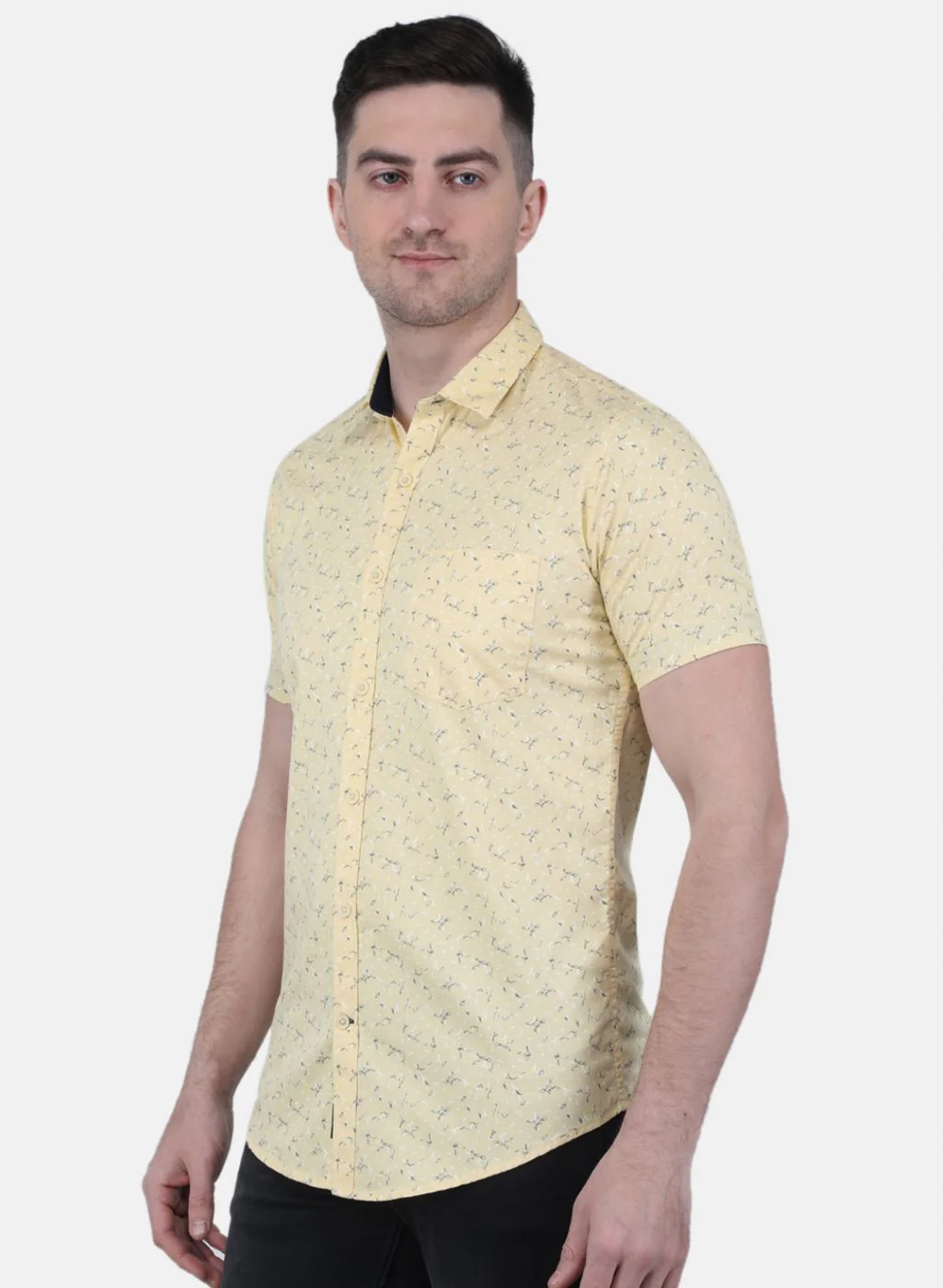 Men Yellow Printed Shirt - Image 2