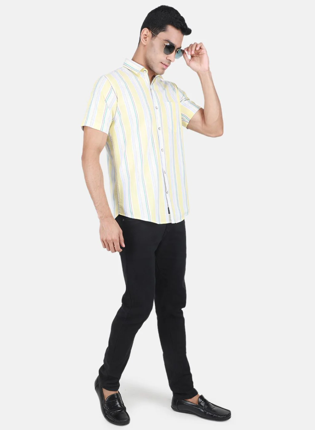 Men Yellow Printed Shirt - Image 4