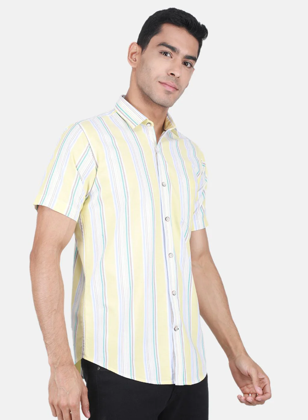 Men Yellow Printed Shirt - Image 6