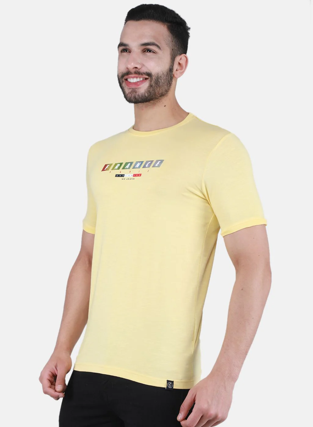 Men Yellow Printed T-Shirt - Image 2