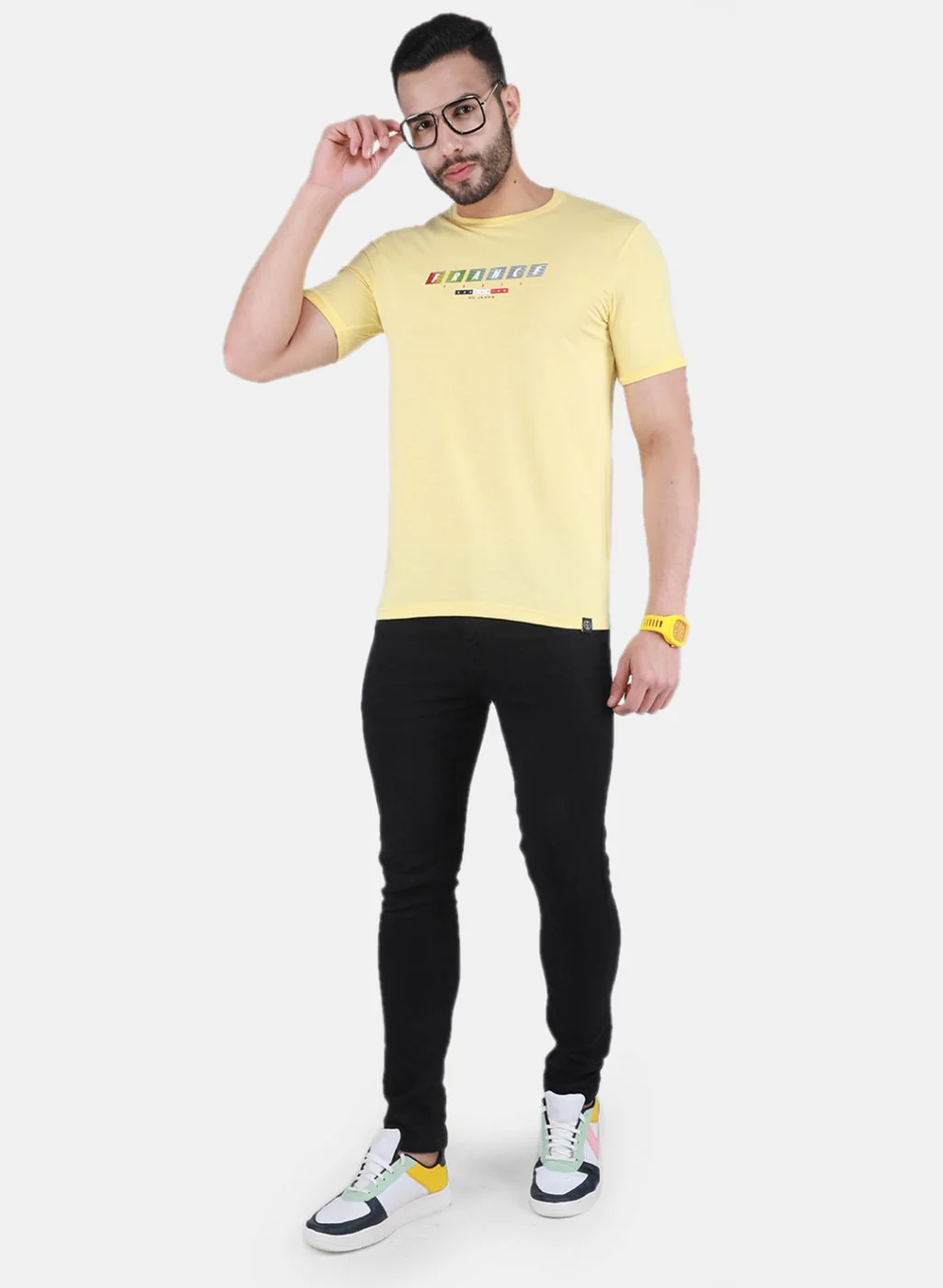 Men Yellow Printed T-Shirt - Image 4