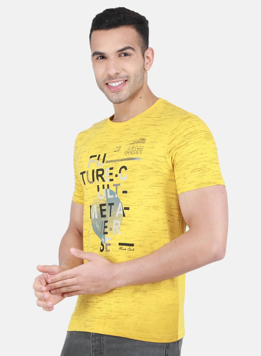 Men Yellow Printed T-Shirt - Image 2