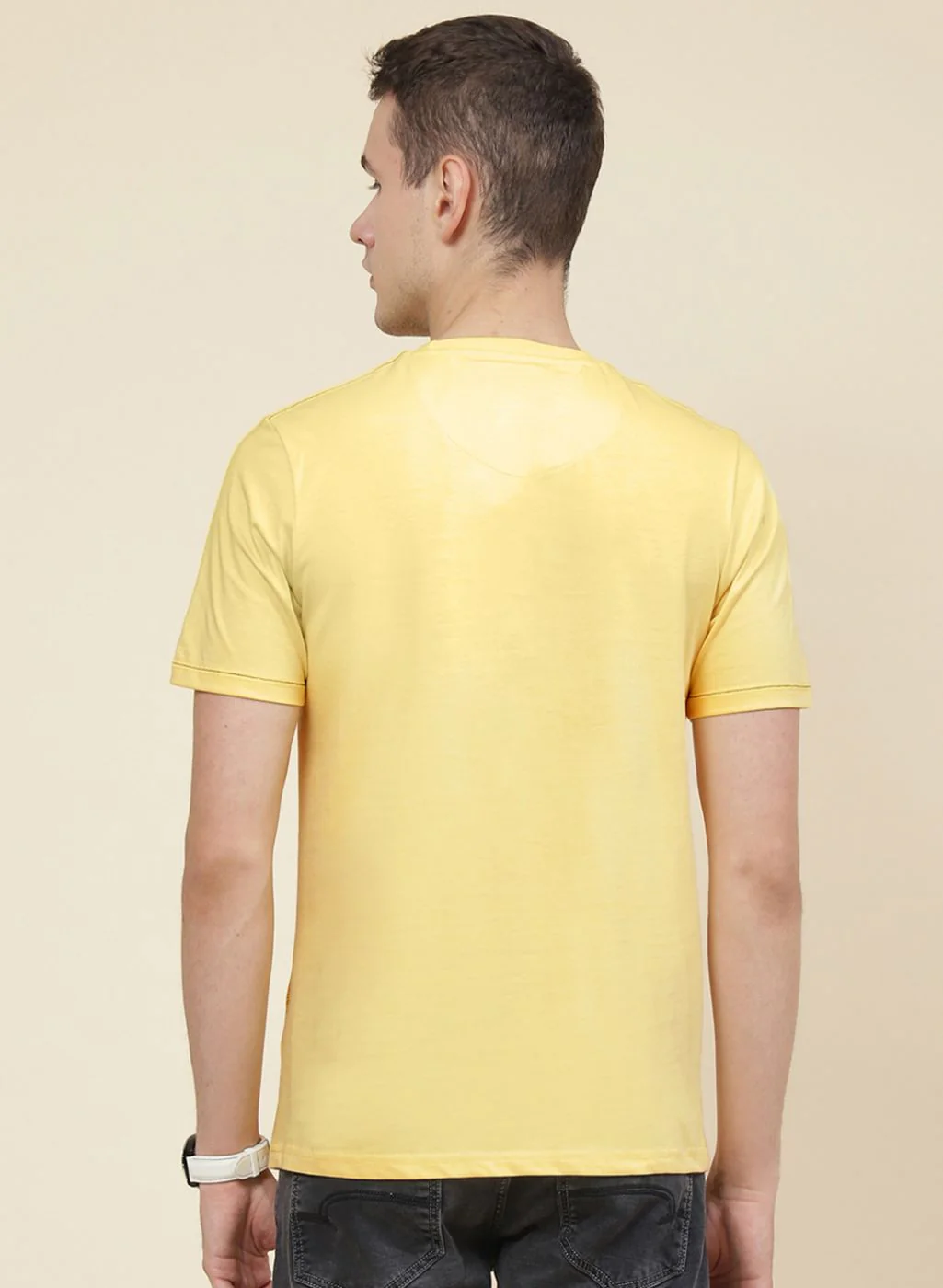Men Yellow Printed T-Shirt - Image 5