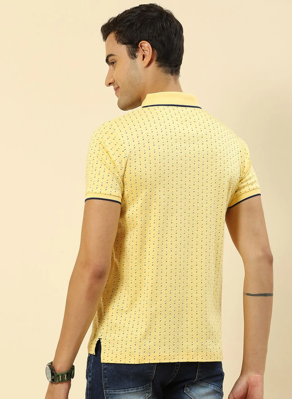 Men Yellow Printed T-Shirt - Image 4