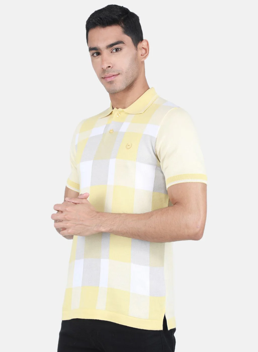 Men Yellow Self Design T-Shirt - Image 2
