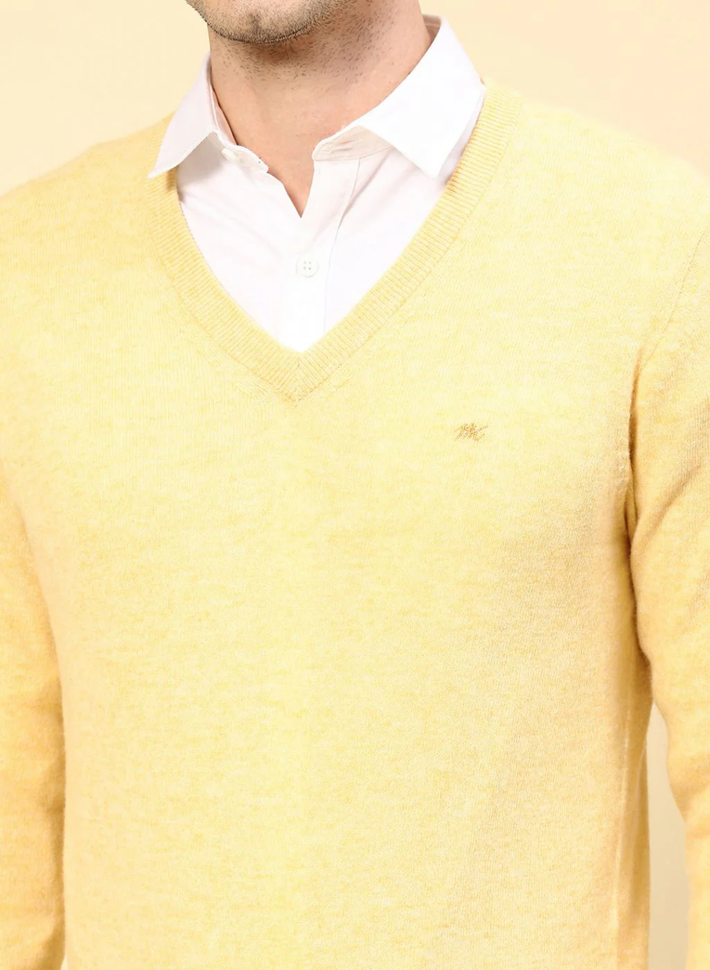 Men Yellow Solid Lamb wool Pullover - Image 6