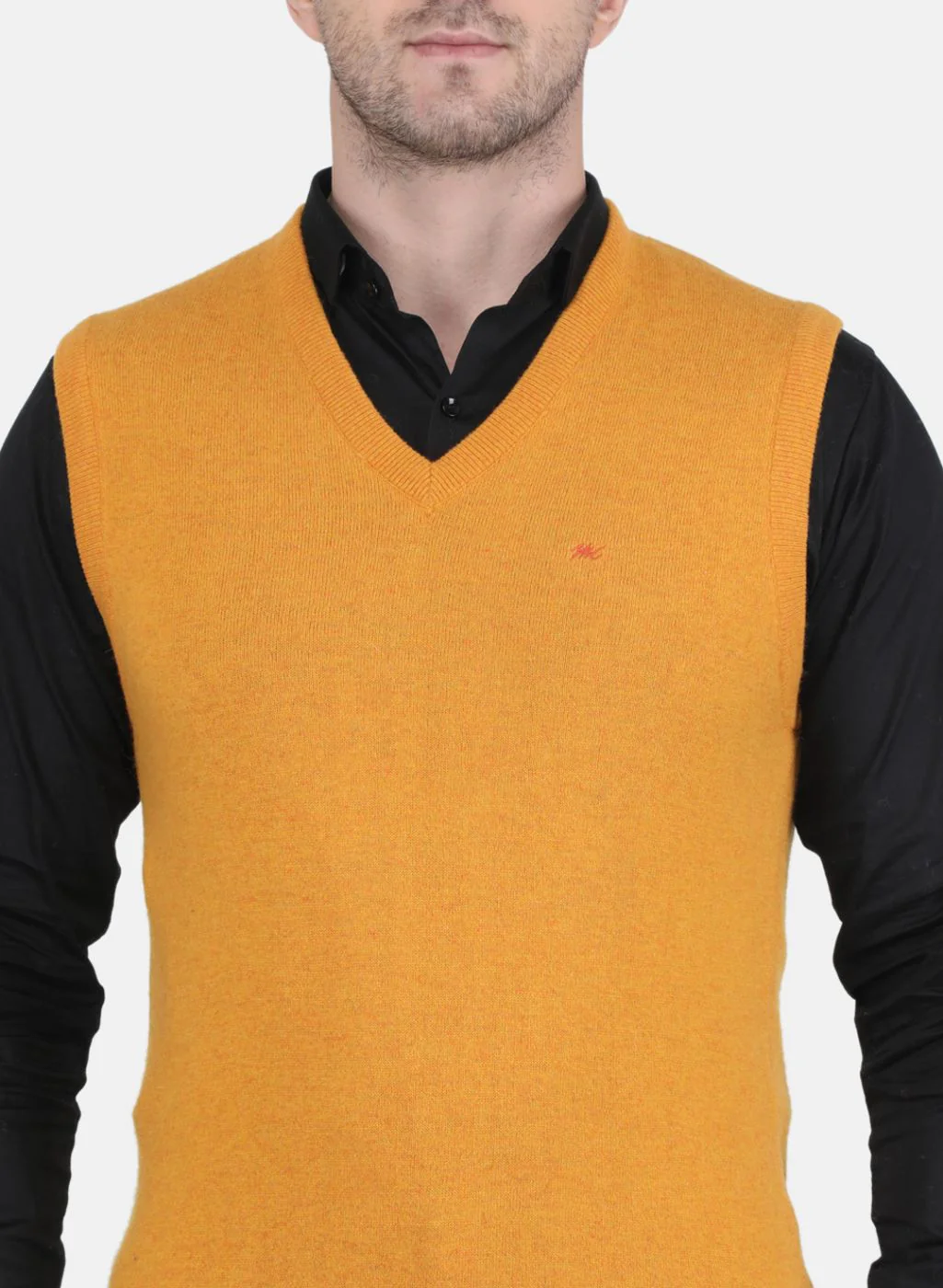 Men Yellow Solid Sweater - Image 5