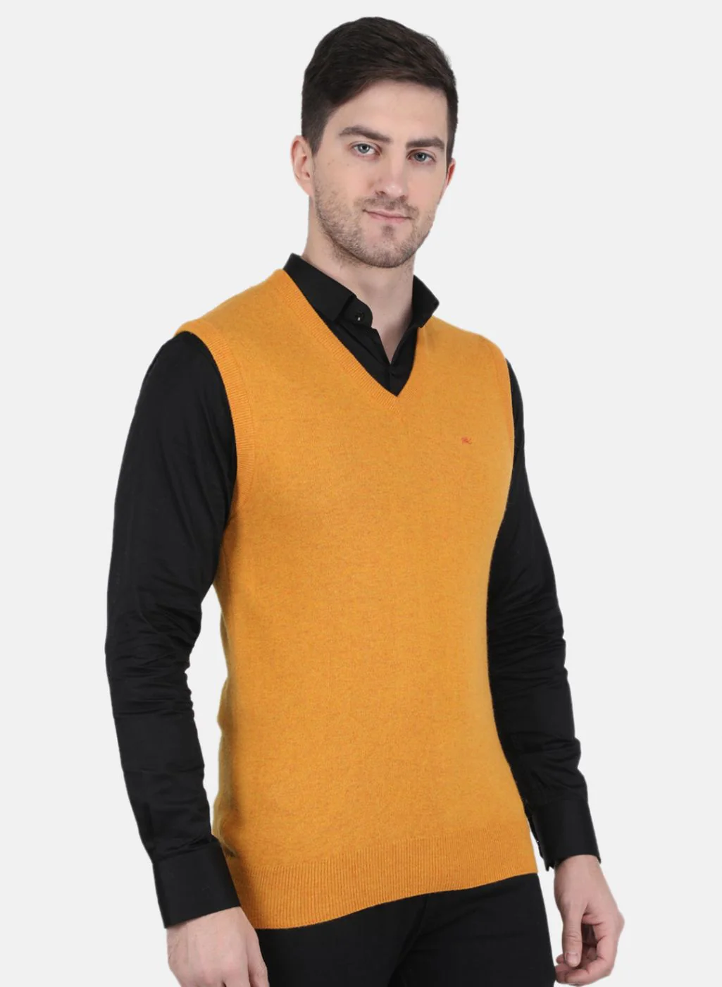 Men Yellow Solid Sweater - Image 6
