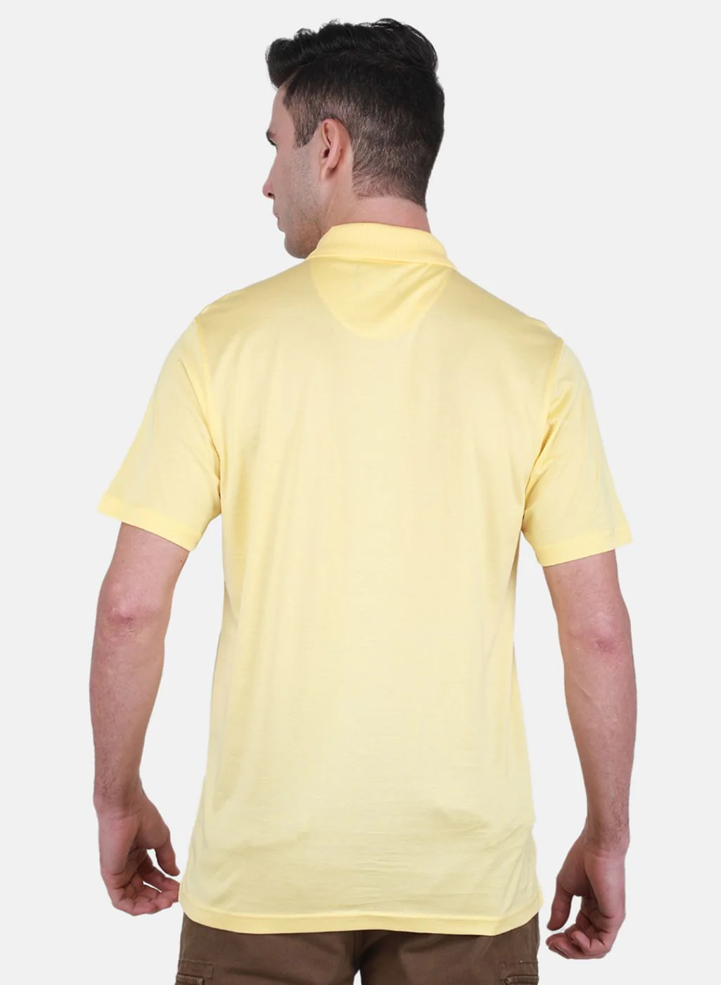 Men Yellow Solid T-Shirt - Image 3