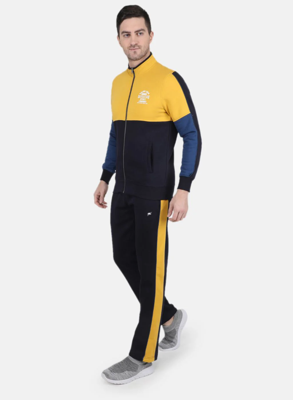 Men Yellow Solid Tracksuit - Image 2