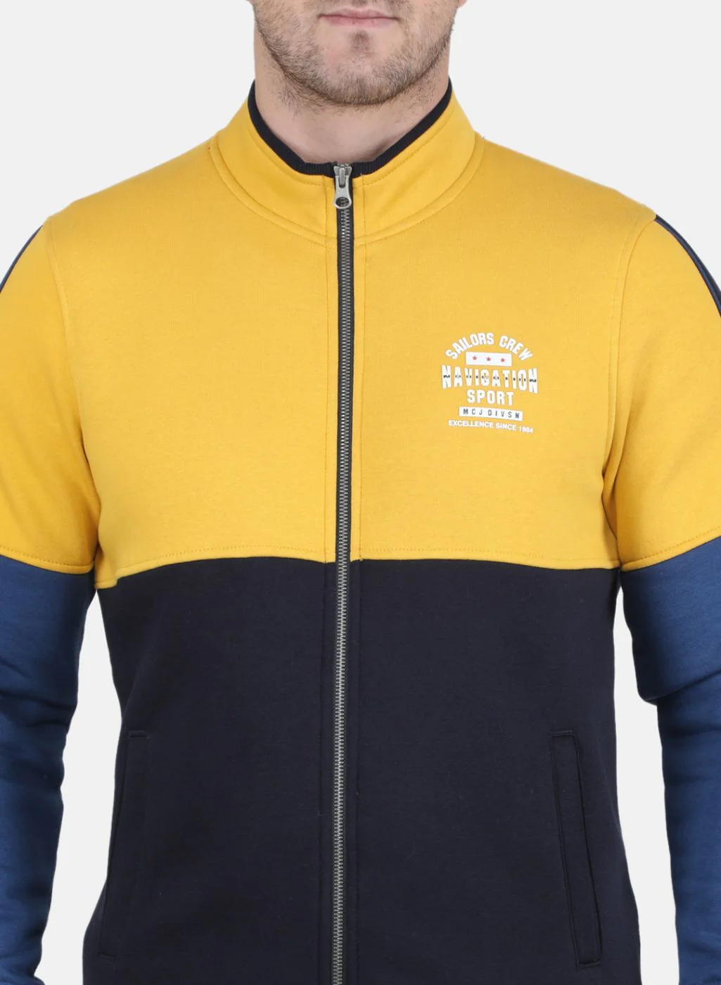 Men Yellow Solid Tracksuit - Image 5