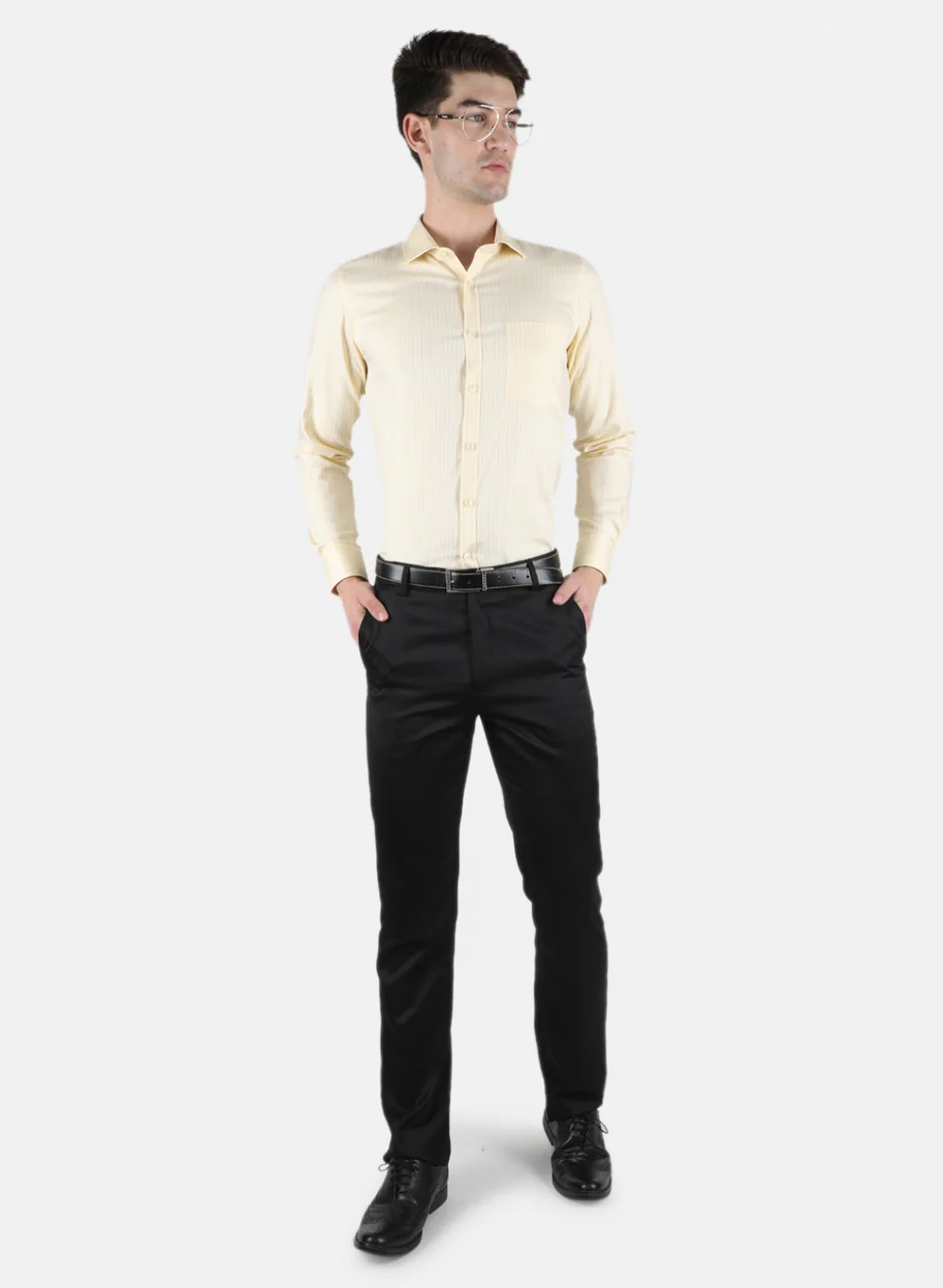 Men Yellow Stripe Shirt - Image 4