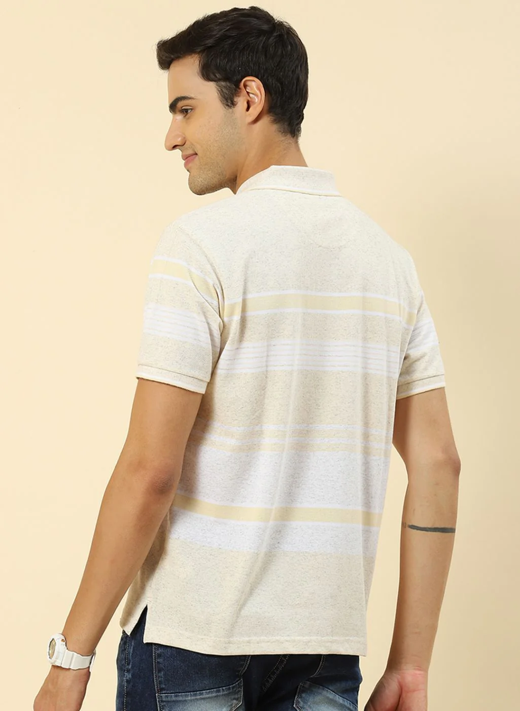 Men Yellow Stripe T-Shirt - Image 4