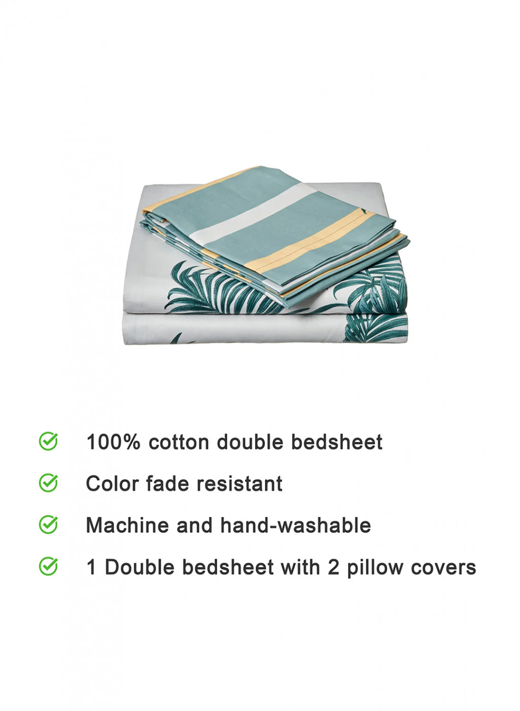 Multi Color 128/68 TC Bedsheet with 2 Pillow Covers - Image 4