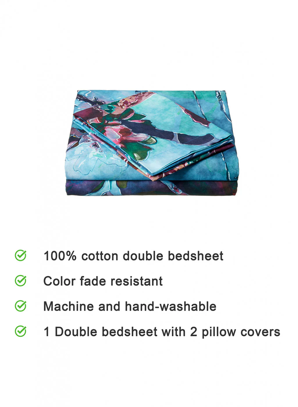 Multi Color 200 TC Bedsheet with 2 Pillow Covers - Image 3