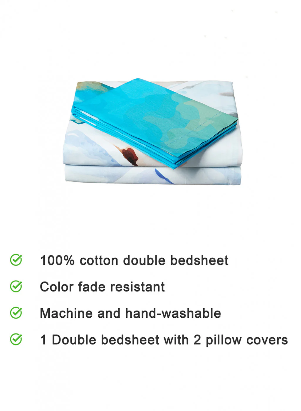 Multi Color 200 TC Bedsheet with 2 Pillow Covers - Image 3