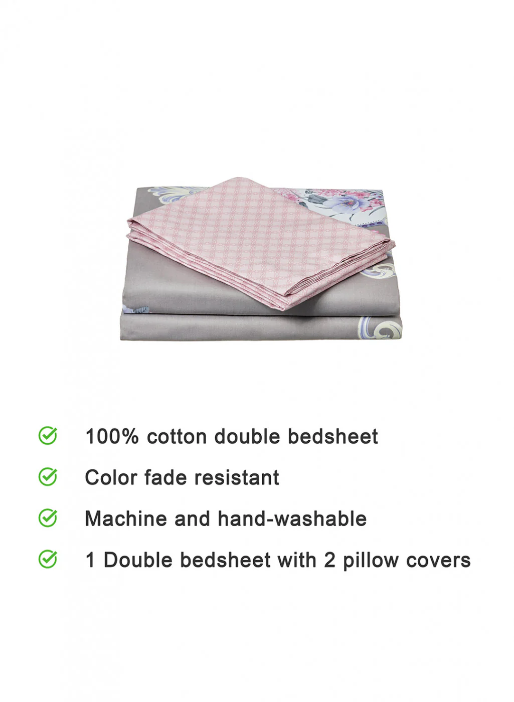 Multicolor 128 TC Bedsheet with 2 Pillow Covers (Romance) - Image 4